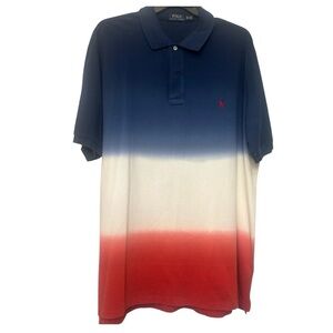 Polo Ralph Lauren Men 2XLT Polo Shirt Red, White, Blue Gradient USA Flag Colors